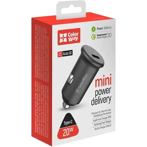 Автомобільний зарядний пристрій ColorWay (1USBx3A, 20W) Power Delivery Port Gray (CW-CHA028PD-GR) - фото 7