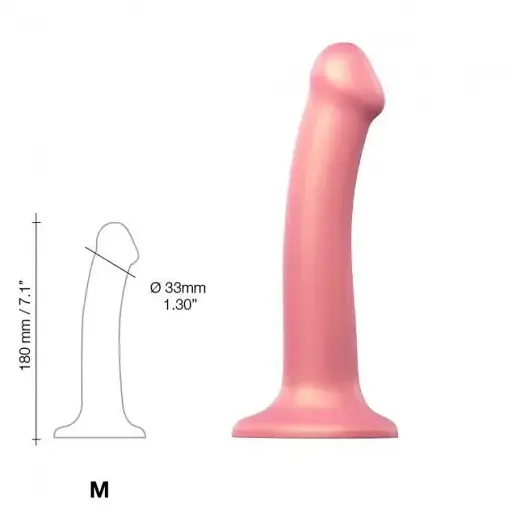 Насадка для страпону Strap-On-Me Mono Density Dildo Rose M одношаровий силікон гнучкий діаметр 3.3 см - фото 3