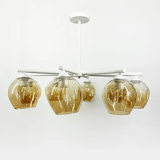 Стельова люстра на 8 плафонів в білому корпусі Line.F K 149/8 WT+BR - фото 6