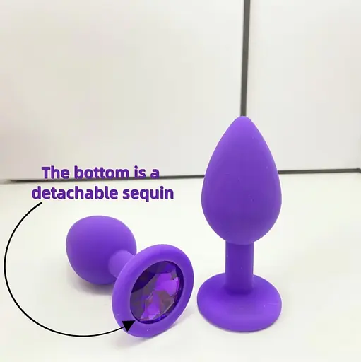 Анальная пробка с кристаллом, фиолетовая анальная пробка, анальная пробка со стразой маленькая S - фото 4