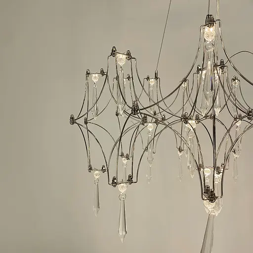 Дизайнерська невагома срібна люстра із кришталем Ø 65 см | Арт. MJ 203-600 CH | Line F - фото 2