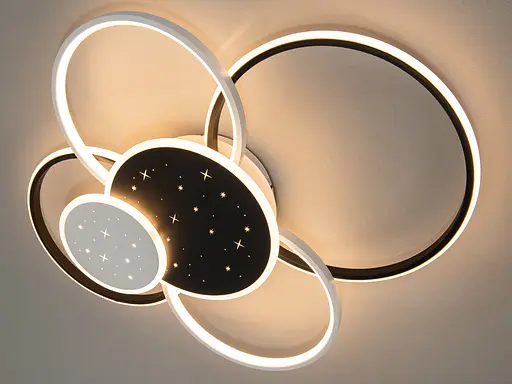 Гармонійна стельова світлодіодна люстра з пультом, 115Вт, білий+чорний - фото 2