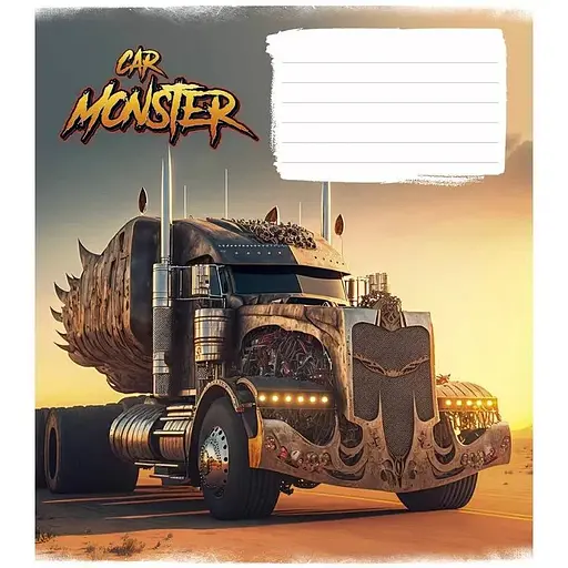 Тетрадь ученическая Monster cars Школярик 012-3243L-2 в линию 12 листов - фото 1