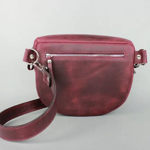 Шкіряна сумка поясна-кроссбоді Vacation бордова вінтажна - фото 3
