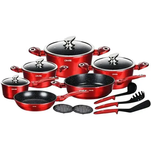 Набір посуду з мармуровим покриттям DMS TSM4015 Червоний - фото 1