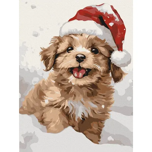 Картина по номерам на подрамнике Brushme Заснеженный щенок - фото 1