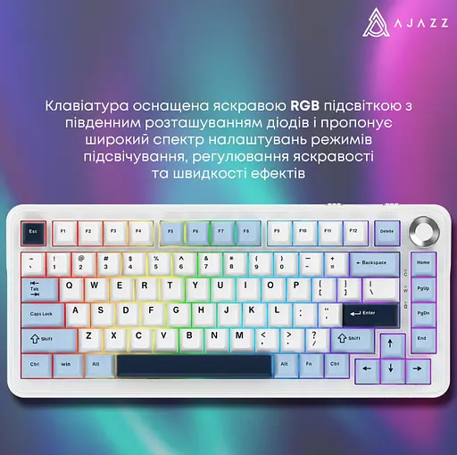 Клавиатура игровая Ajazz AK-820 MAX PLUS Wireless White RGB Day Dream Switch Hot-Swap 2.4G/Bluetooth/USB - фото 7