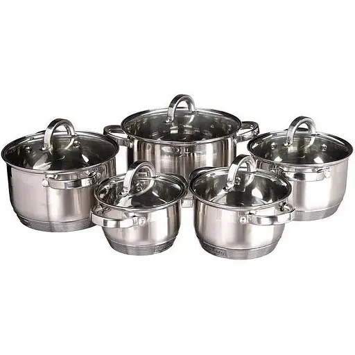 Набор кастрюль из нержавеющей стали Styleberg 2185 10 предметов для всех видов плит - фото 1