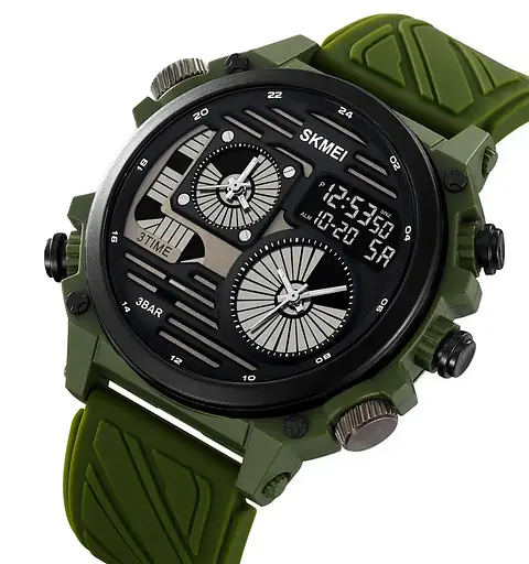 Годинник чоловічий наручний спортивний Skmei 2202 (Зелений силіконовий ремінець) - фото 5