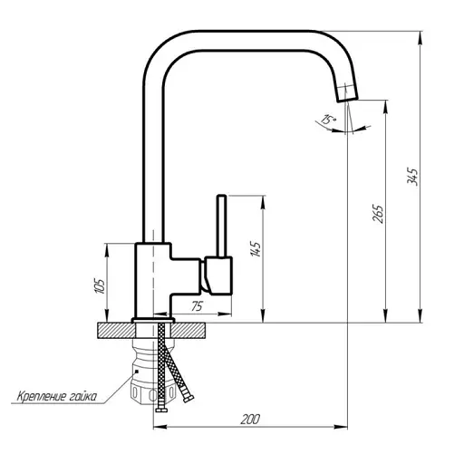 Змішувач для кухні Lidz 12 32 015F-7 Никель - фото 2