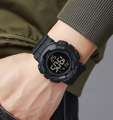 Чоловічий наручний спортивний годинник Skmei 2081 Чорний з чорним - фото 7