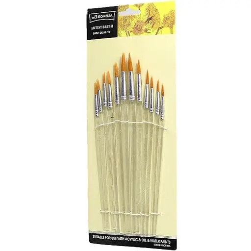 Набор художественных кистей Bambi K1356 в наборе 12 штук - фото 1