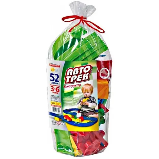 Конструктор детский Автотрек Юніка 70255 52 детали паяный пакет - фото 1