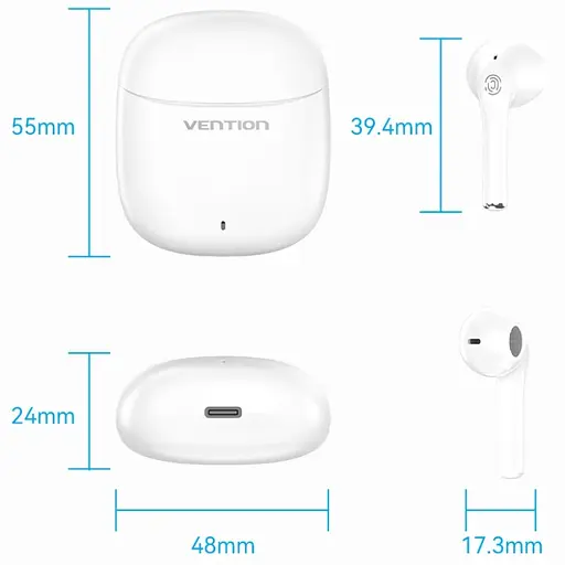 Наушники TWS Vention Elf Earbuds E02 White - фото 8