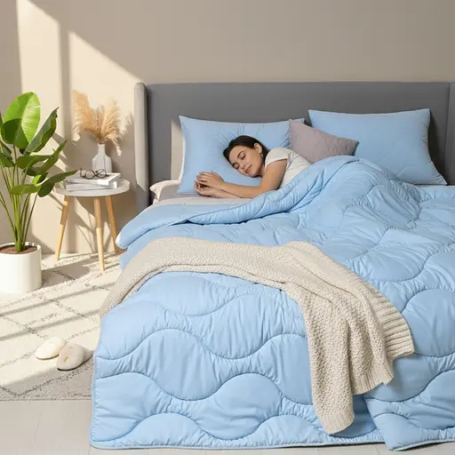 Набор Ideia NordicBlue одеяло и 2 подушки, евро, искусственный пух, 200х220 см голубой (8-36202) - фото 7