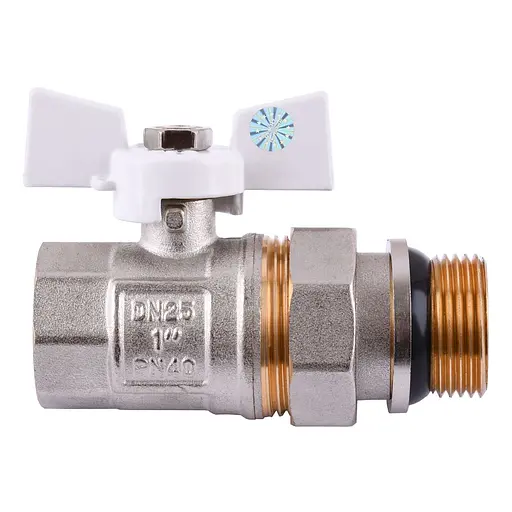 Кран кульовий з американкою Q Professional QP003 PN40 1″ антипротікання, Білий метелик - фото 1