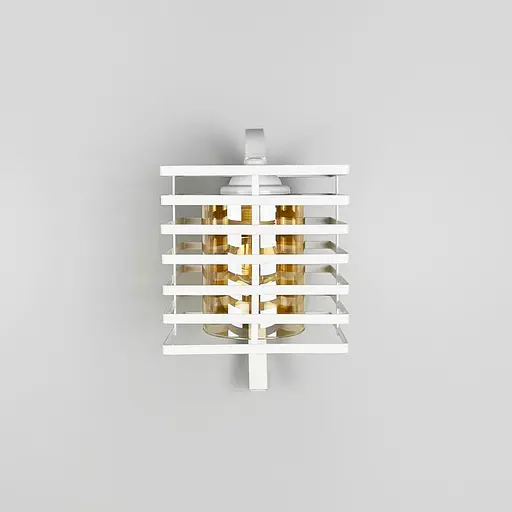 Металлические бра в стиле Лофт в белом корпусе 30х16 см с янтарным плафоном Line F Арт. 12391/1W WT+AM - фото 1