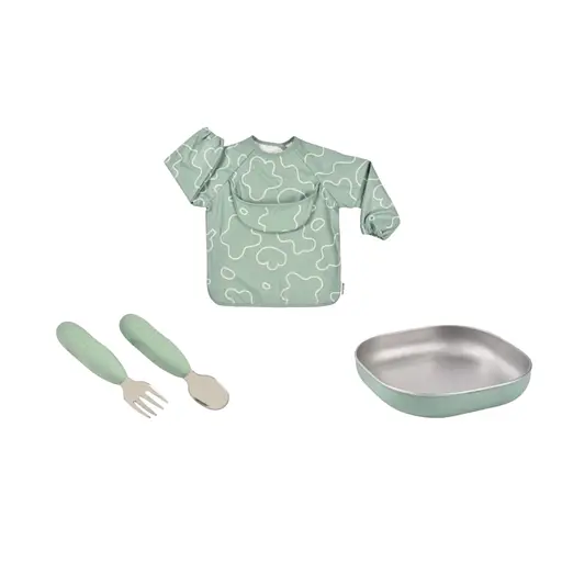 Набір посуду Beaba Sage Green металевий подарунковий 4+ зелений (913639)