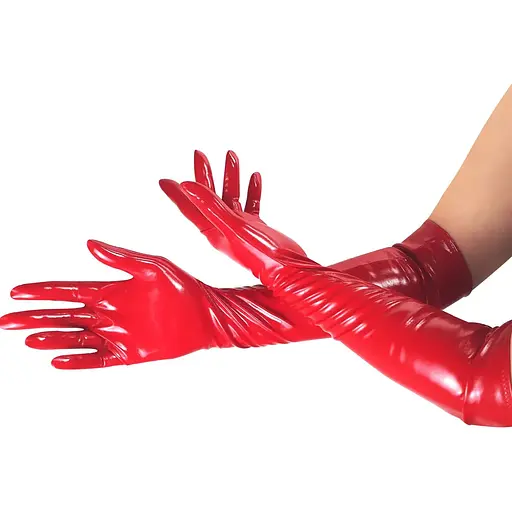 Глянсові вінілові рукавички Art of Sex - Lora, розмір S, колір Червоний - фото 3