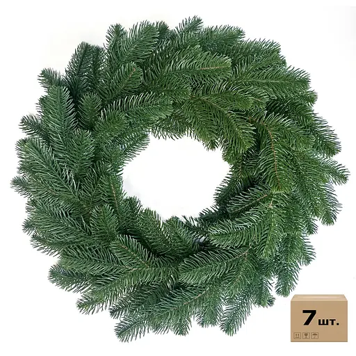 Вінки хвойні різдвяні Hvoya Lux литі зелені 50 см 7 шт.