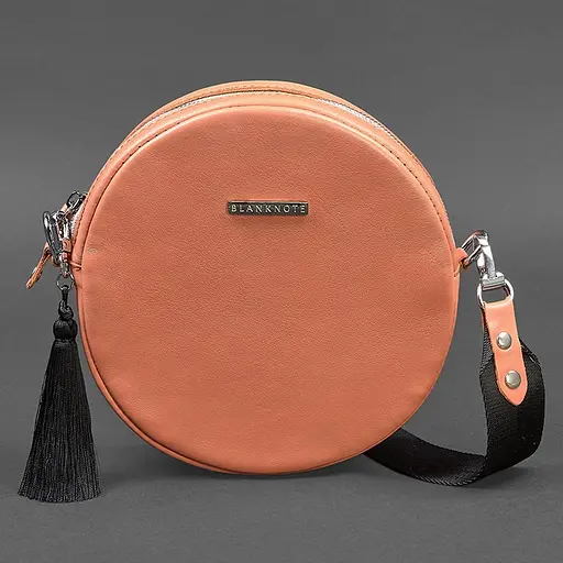 Кругла жіноча шкіряна сумочка Tablet коралова - фото 5