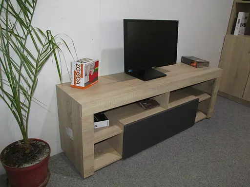 Тумба под телевизор с 4 полками М-ЗОН Джеко 140 Сонома/Антрацит (MZN-031036) - фото 4