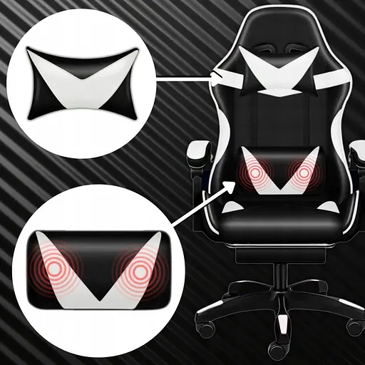 Кресло геймерское PLAYER с подставкой для ног и массажем White/Black (100009) - фото 4