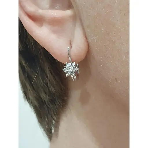 Золотые серьги с бриллиантами. 214176 - фото 7