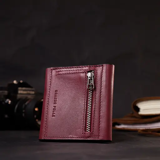 Кожаный женский кошелек Grande Pelle 10х9.7х1 см acs0027015 - фото 8