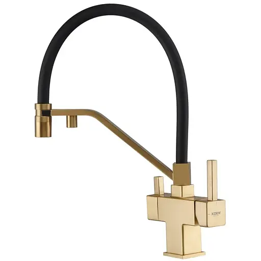Смеситель для кухни на две воды с гибким изливом Koer KB-72036-12 KR5814, Золотой - фото 1