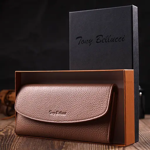 Отличный женский кошелек с монетницей на молнии из натуральной кожи Tony Bellucci 19х9.5х1.5 см acs0029641 - фото 8