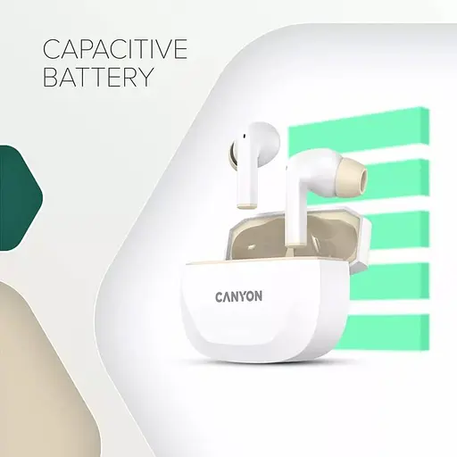 Навушники Canyon TWS HEXAGON 7 TWS ANC+ENC Wireless Charge White Beige (CNS-TWS7WB) - фото 6