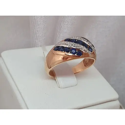 Золотое кольцо с бриллиантами и сапфиром. RS6133K 17 - фото 3