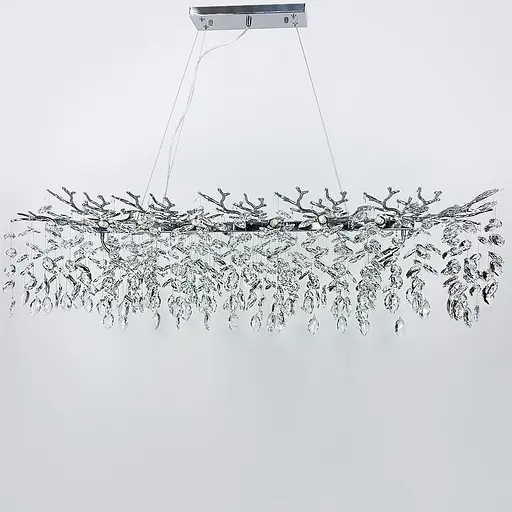 Видовжена срібна люстра DIAMINA з кришталевим камінням у корпусі 120 см | Арт. 33007-L1200*400 CH | Line F - фото 7