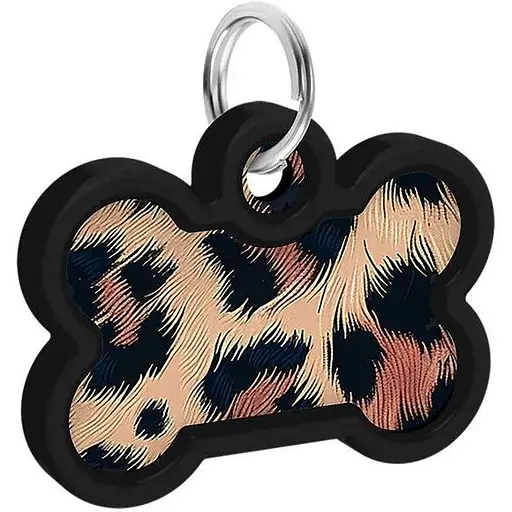 Адресник для собак і котів металевий WAUDOG Smart ID з QR паспортом малюнок Леопард Д 40 мм Ш 28 мм - фото 4