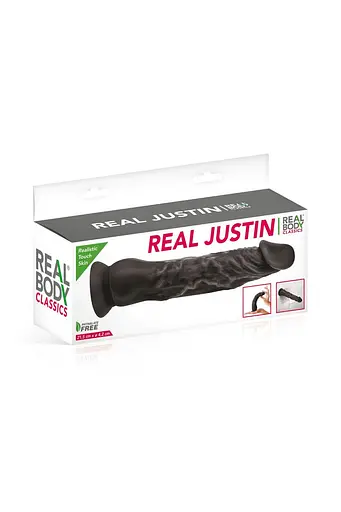 Фалоімітатор із присоскою Real Body - Real Justin Black, TPE, діаметр 4,2 см - фото 2
