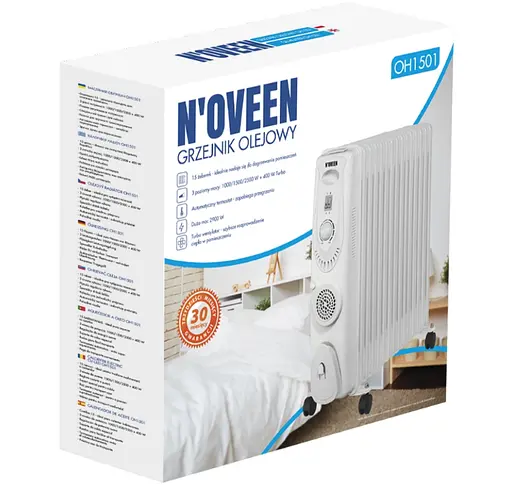 Оливний нагрівач радіатор із вентилятором Noveen 2900 Вт Турбо 15 Ребер - фото 6