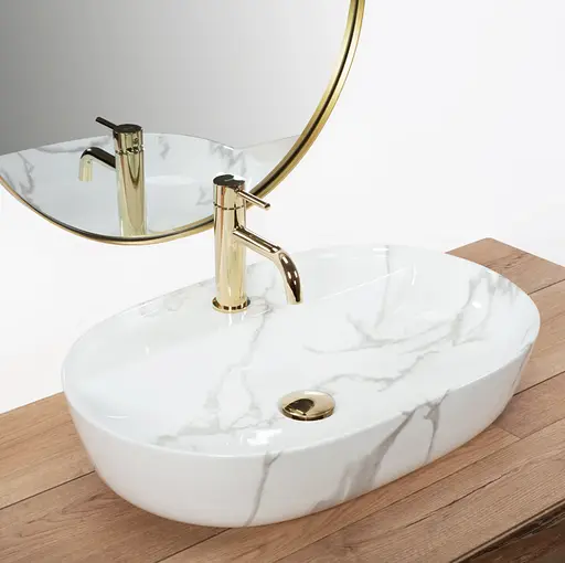 Умивальник Rea Aura 61 накладний marmo shiny REA-U8003, Мармур - фото 3