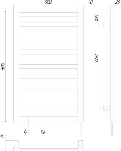 Електрична рушникосушарка Kosser Герда 800x500 ER тайм. білий ДГ02ERW, Білий матовий, Праве - фото 5