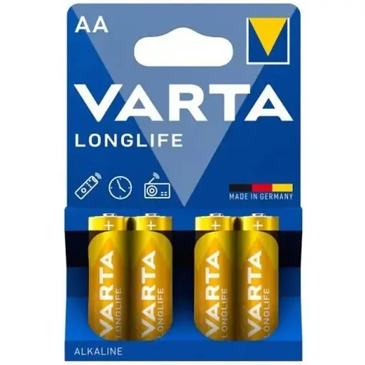 Батарейка Varta Longlife AA LR6 blister 4 (4/80/400) (3768) - фото 1