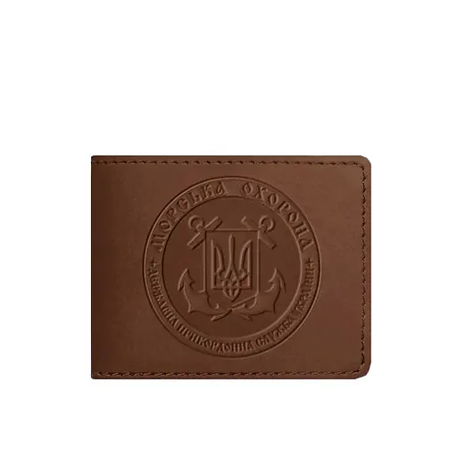 Кожаная обложка на удостоверение Морской охраны светло-коричневая Crazy Horse - фото 6