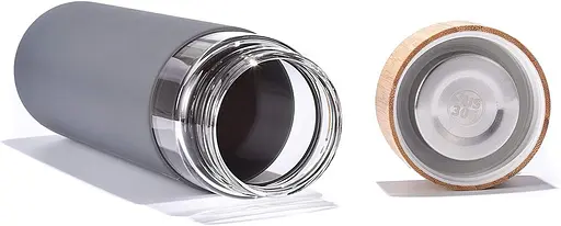 Пляшка скляна OldBro бамбукова кришка із захисним силіконовим чохлом Grey 590 мл - фото 4