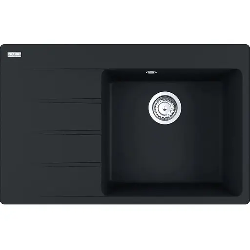Кухонна мийка Franke Centro, фраграніт, прямокутник, з крилом зліва, 780х500х200мм, чаша - 1, врізна, CNG 611-78 TL, чорний матовий