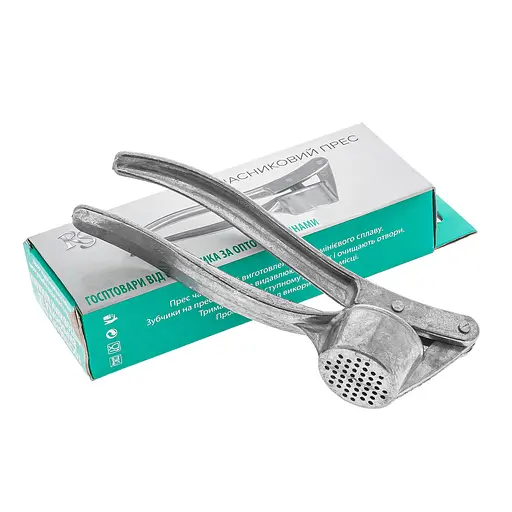 Чесночница круглая усиленная (пресс для чеснока) чеснокодавка (в коробке), RS Серебристый 83427 - фото 4