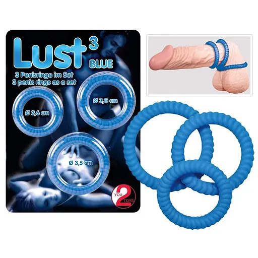 Набор эрекционных колец You2Toys Lust 3 шт. синий - фото 5
