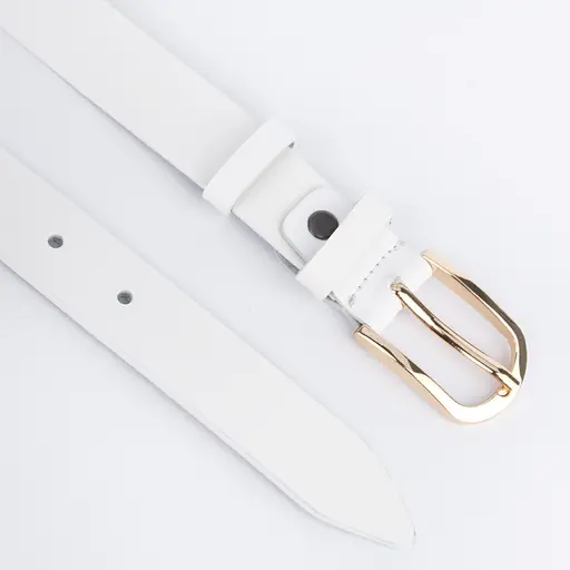 Ремінь шкіряний жіночий HC-2554 білий із золотою пряжкою (125 см) - фото 3