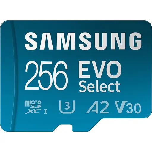 Карта памяти Samsung MicroSDXC 256GB UHS-I U3 Class 10 V30 A2 EVO Select + SD Adapter (MB-ME256KA) (107645) - фото 3