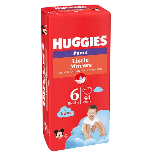 Уценка. Подгузники-трусики для мальчиков Huggies Little Movers Pants 6 (15-25 кг) 44 шт. - фото 3
