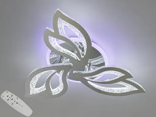 Стельова світлодіодна люстра з пультом, підсвічуванням, 55W, хром - фото 1