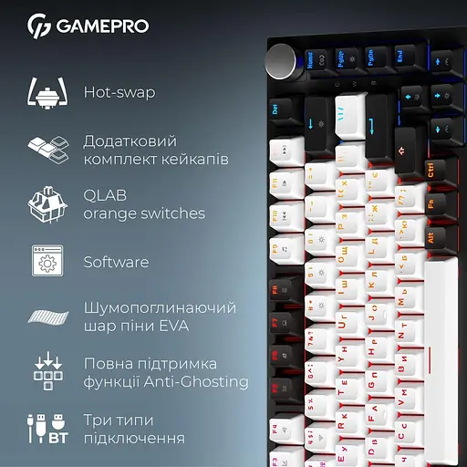 Клавіатура GamePro Asgard Valhalla 75% Exploded QLAB Orange Switches (MK160B Pro) - фото 5